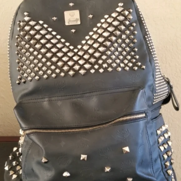 MCM | Bags | Mcm Authentic Black Studded Medium Backpack  display picture 2